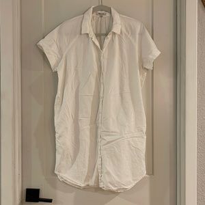 Madewell pure white size S raglan sleeve shirt dress with pockets